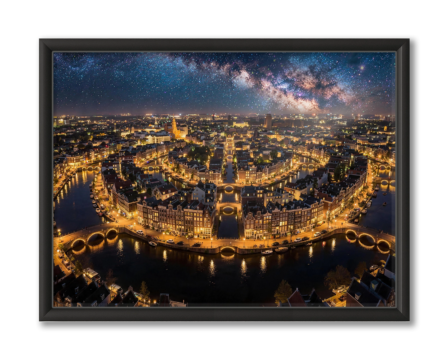 Amsterdam At Night Kunstwerk Wanddecoratie