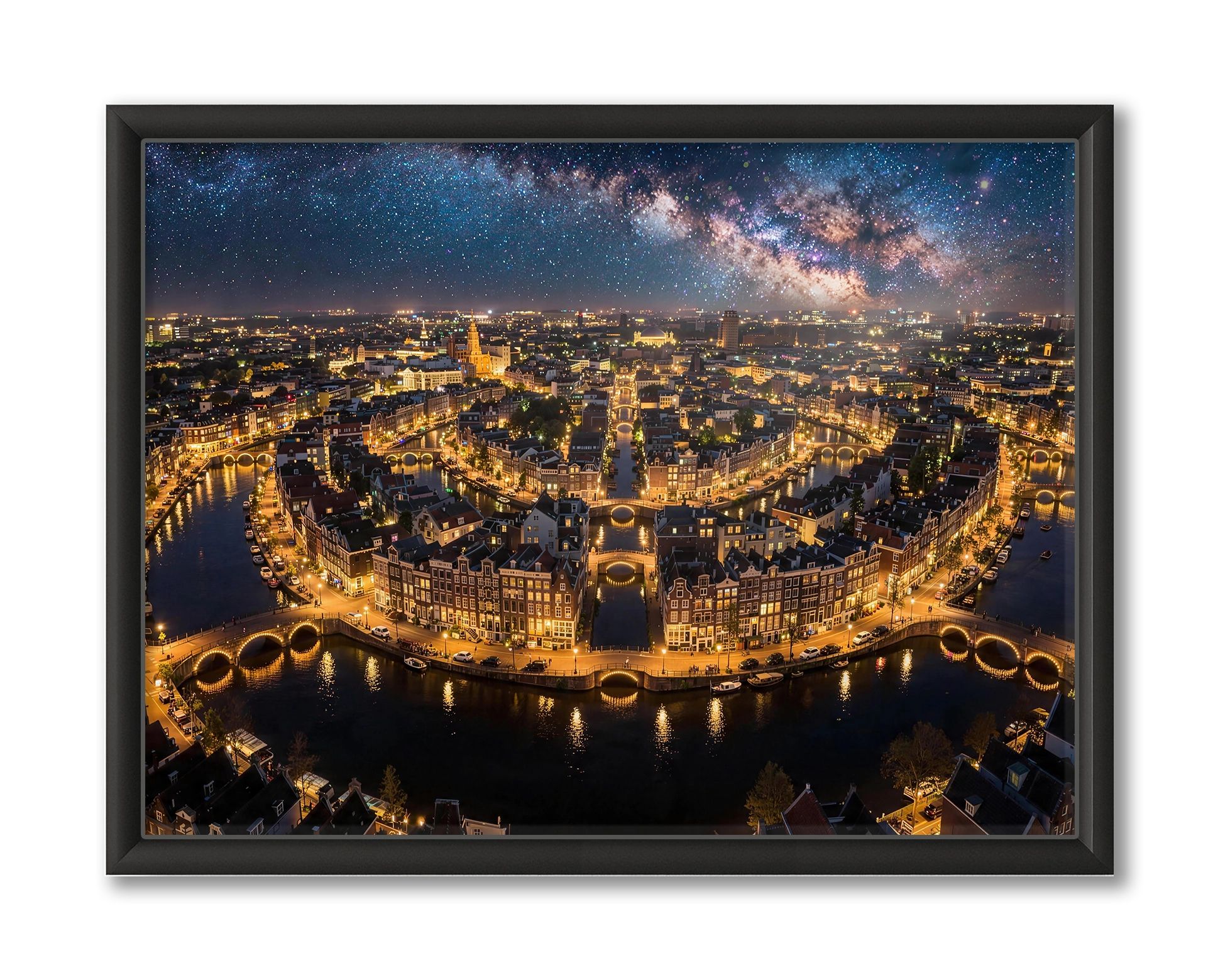 Amsterdam At Night Kunstwerk Wanddecoratie
