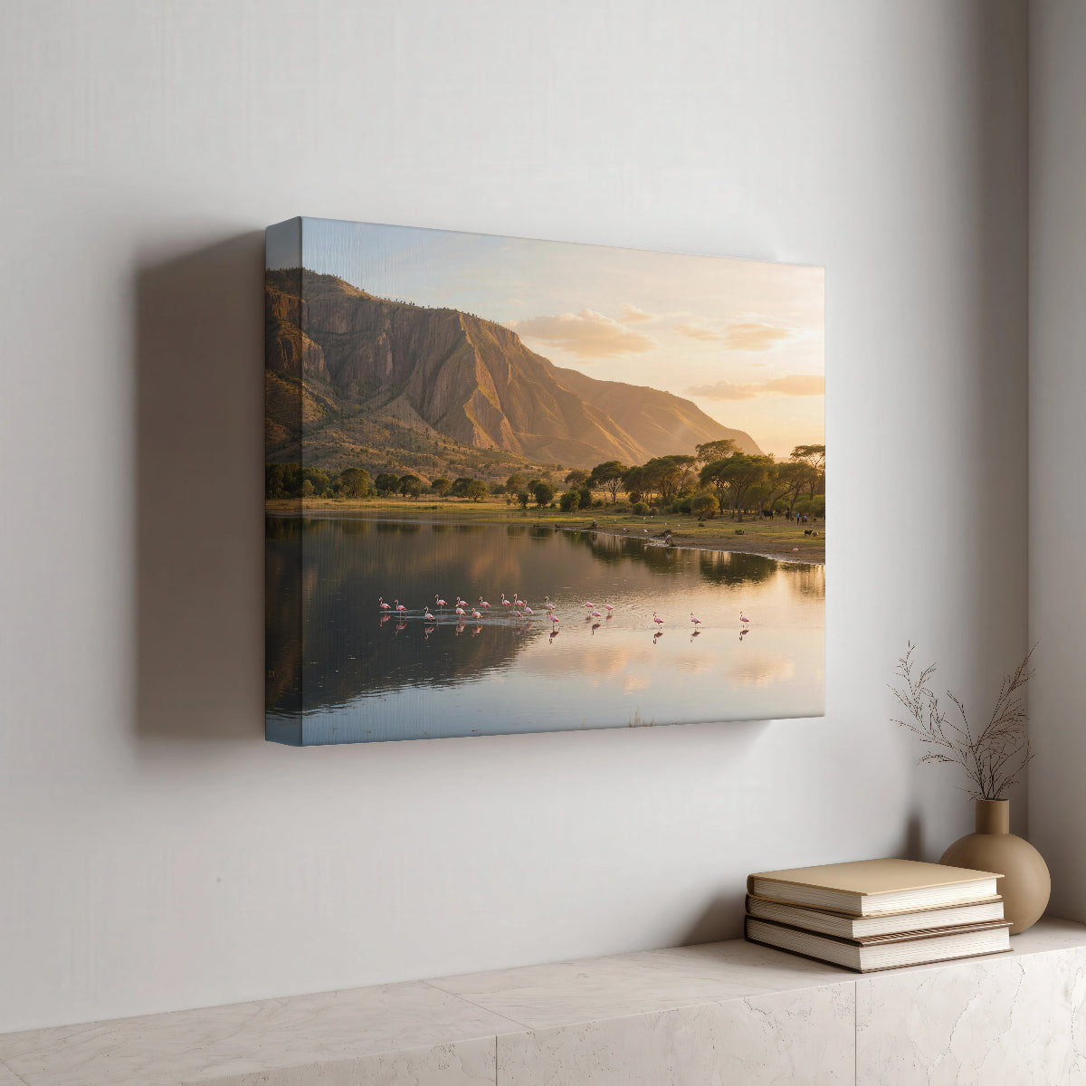 Flamingo Wildlife Wanddecoratie Canvas Print Tanzania