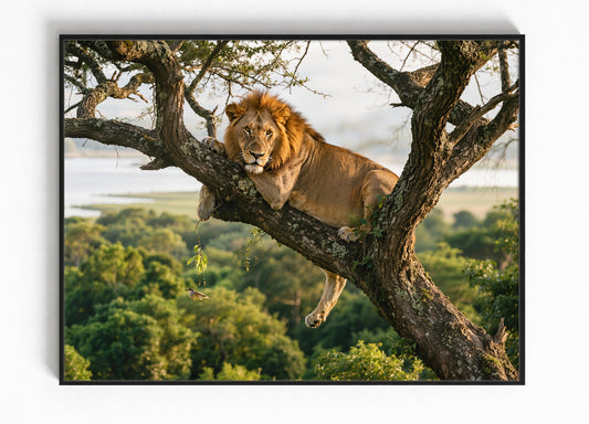 Leeuw Tanzania Ingelijste Poster Muurdecoratie
