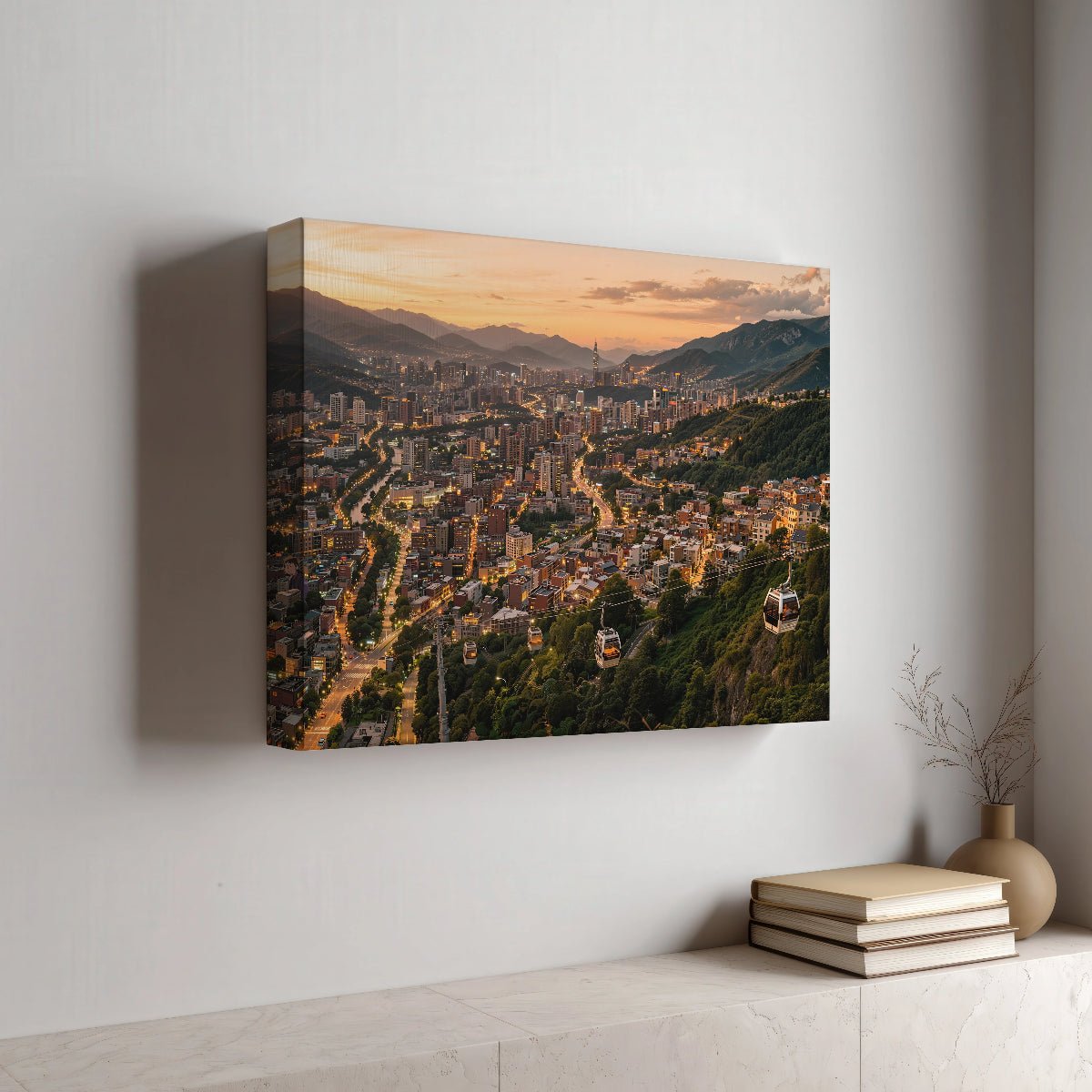 Medellin Skyline Canvas Muurdecoratie Kopen