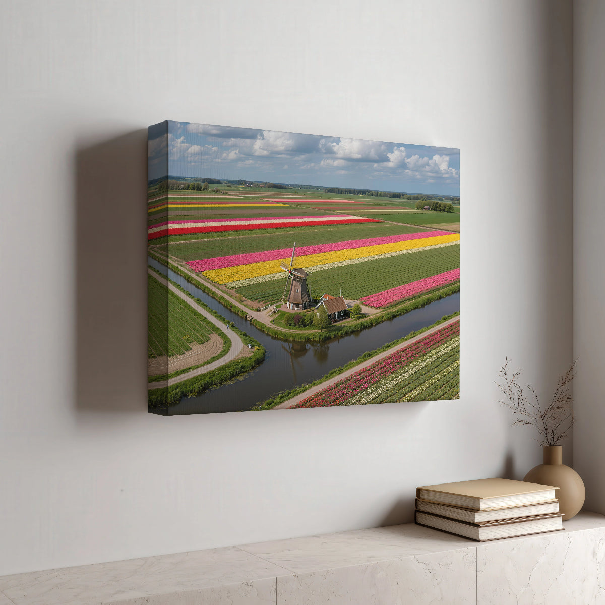 Tulpenvelden Windmolen Natuur Wanddecoratie Canvas Print